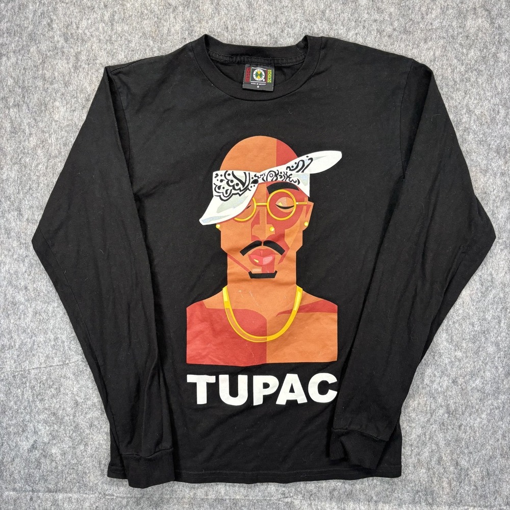 VTG Tupac Cross Colours Shirt Mens Small Black Hip Hop Rap Streetwear 90s